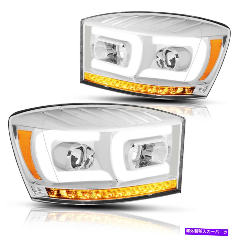 USヘッドライト 06-09ドッジRAM LED DRL + CASING SIGNAL LAMPプロジェクターヘッドライトクロム/アンバー For 06-09 Dodge Ram LED DRL+Chasing Signal Lamp Projector Headlight Chrome/Amber【並行輸入品】｜Us Custom Parts Shop USDM