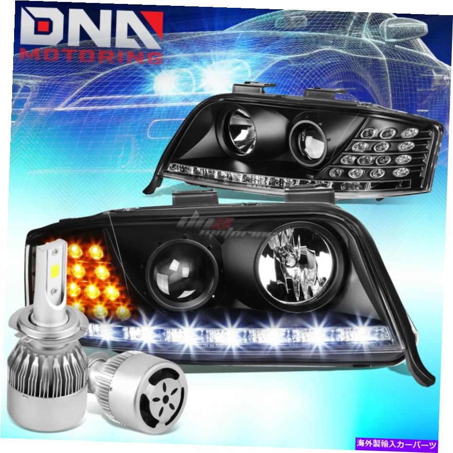 USヘッドライト ブラックプロジェクターヘッドライト+ DRL +コーナー+ホワイトLED H7 HID W /ファンフィットC5 02-04 A6 BLACK PROJECTOR HEADLIGHT+DRL+CORNER+WHITE LED H7 HID W/FAN FIT C5 02-04 A6【並行輸入品】