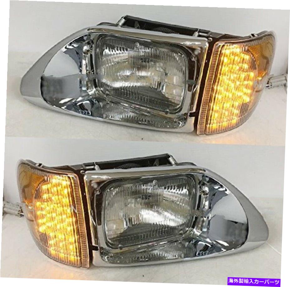 USヘッドライト 1995年から1999年のNEW L + RヘッドライトW / LEDコーナーライトペアInternational 9200 SBA New L+R Headlight w/LED Corner Light PAIR FOR 1995-1999 International 9200 SBA【並行輸入品】