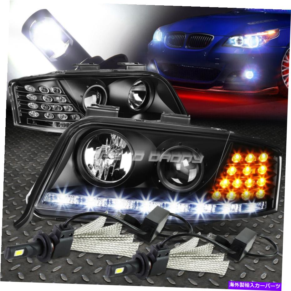 USヘッドライト 黒プロジェクターヘッドライト+ DRL +コーナー+ 6000KホワイトLEDシステムC5 02-04 A6 BLACK PROJECTOR HEADLIGHT+DRL+CORNER+6000K WHITE LED SYSTEM FOR C5 02-04 A6【並行輸入品】