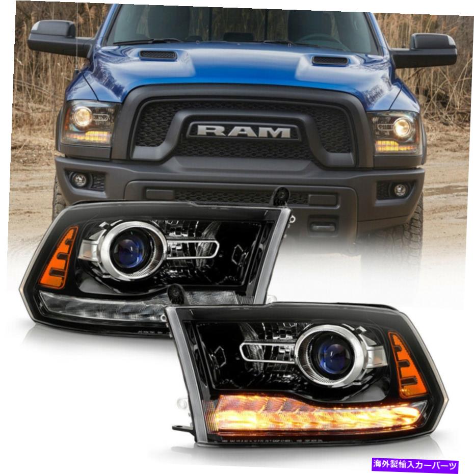 USヘッドライト 13-18ドッジRAM 1500ブラックプロジェクターヘッドライト駆動ランプLEDシグナルペア For 13-18 Dodge RAM 1500 BLACK Projector Headlight Driving Lamp LED Signal Pair【並行輸入品】｜Us Custom Parts Shop USDM