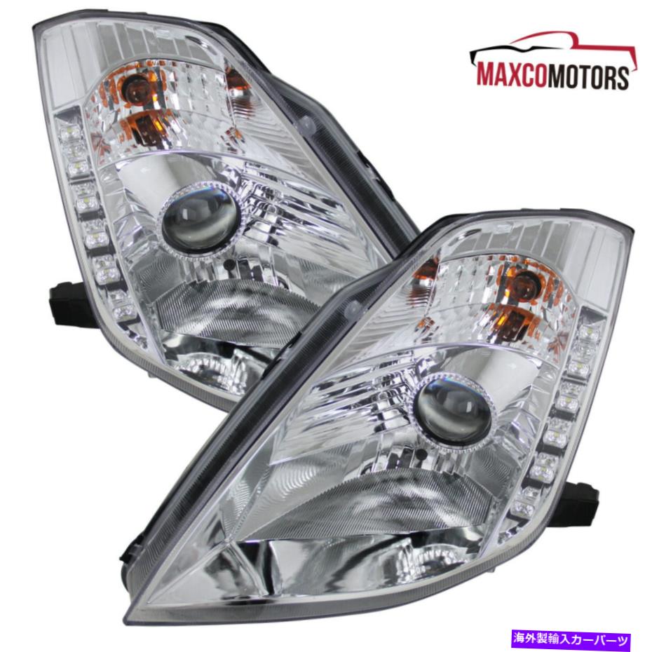 USヘッドライト 2003年2004年2005年日産350Z LED DRLストリッププロジェクターヘッドライトペア For 2003 2004 2005 Nissan 350Z LED DRL Strip Projector Headlights Pair【並行輸入品】