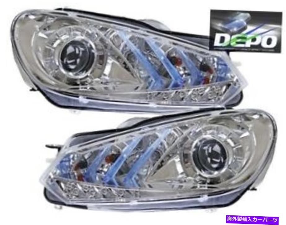 USヘッドライト フィット10-12フォルクスワーゲンゴルフGTIクロームプロジェクターLEDヘッドライトBi-Halogen Depo fit 10-12 Volkswagen Golf GTI Chrome Projector LED Head Lights Bi-Halogen DEPO【並行輸入品】｜Us Custom Parts Shop USDM