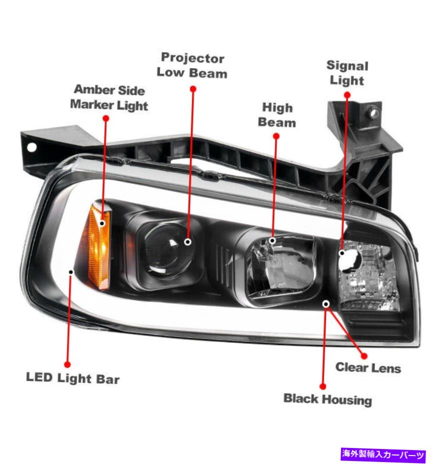 USヘッドライト 06-10 Dodge Charger LEDチューブプロジェクターブラックヘッドライト+ DRL信号LHセット For 06-10 Dodge Charger LED Tube Projector Black Headlight +DRL Signal LH+RH Set【並行輸入品】｜Us Custom Parts Shop USDM
