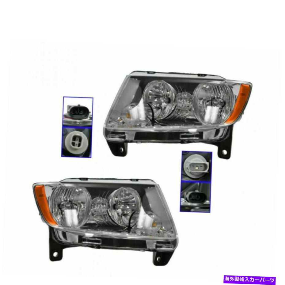 USヘッドライト ハロゲンヘッドライトランプセットペア左右フィット11-13ジープグランドチェロキーSUV Halogen Headlight Lamp Set Pair Left & Right Fit 11-13 Jeep Grand Cherokee SUV【並行輸入品】