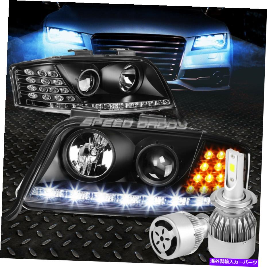 USヘッドライト 黒プロジェクターヘッドライト+ DRL +コーナー+ホワイトLED H7 HID C5 02-04 A6のためのファン BLACK PROJECTOR HEADLIGHT+DRL+CORNER+WHITE LED H7 HID W/FAN FOR C5 02-04 A6【並行輸入品】