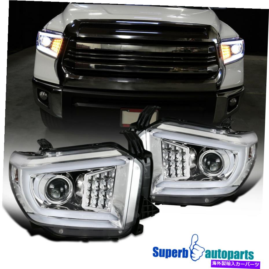USヘッドライト 2014-21トヨタ14-21 TundraシーケンシャルLEDシグナルストリッププロジェクターヘッドライト For 2014-21 Toyota 14-21 Tundra Sequential LED Signal Strip Projector Headlights【並行輸入品】