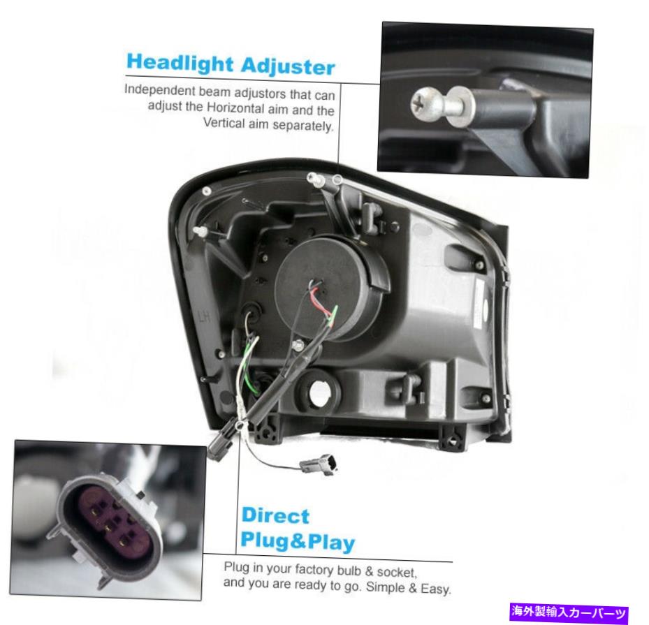 USヘッドライト 04 05 06 DODGE DURANGO LEDチューブブラックプロジェクターヘッドライトランプW / DRL信号 For 04 05 06 Dodge Durango LED Tube Black Projector Headlight Lamp w/DRL Signal【並行輸入品】