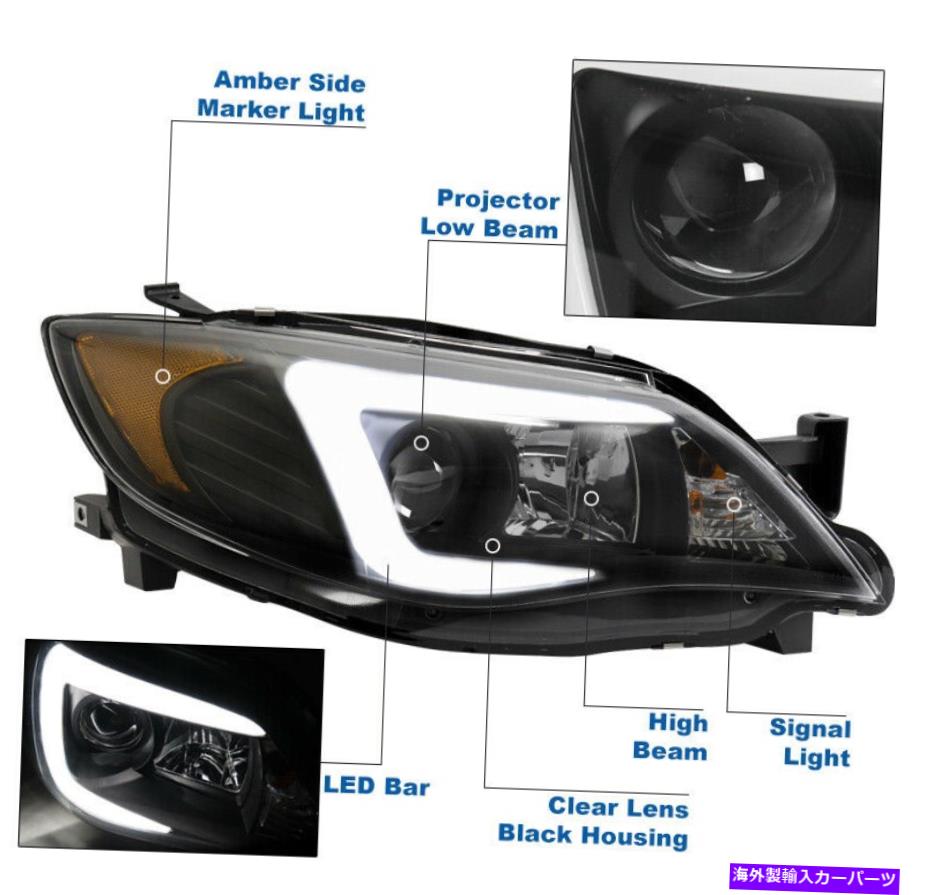 USヘッドライト 2008-2014 Subaru Impreza [HID] LEDブラックプロジェクターヘッドライトW / DRLランプ新品 For 2008-2014 Subaru Impreza [HID] LED Black Projector Headlights w/DRL Lamp New【並行輸入品】