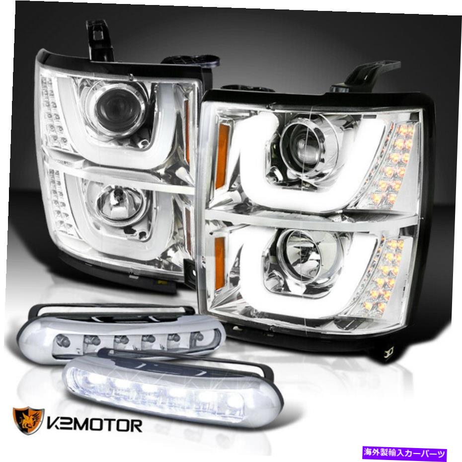 USヘッドライト 14-15 Silverado 1500 Chrome Halo + LEDシグナルプロジェクターヘッドライト+ LEDランプ 14-15 Silverado 1500 Chrome Halo+LED Signal Projector Headlight+LED Lamp【並行輸入品】