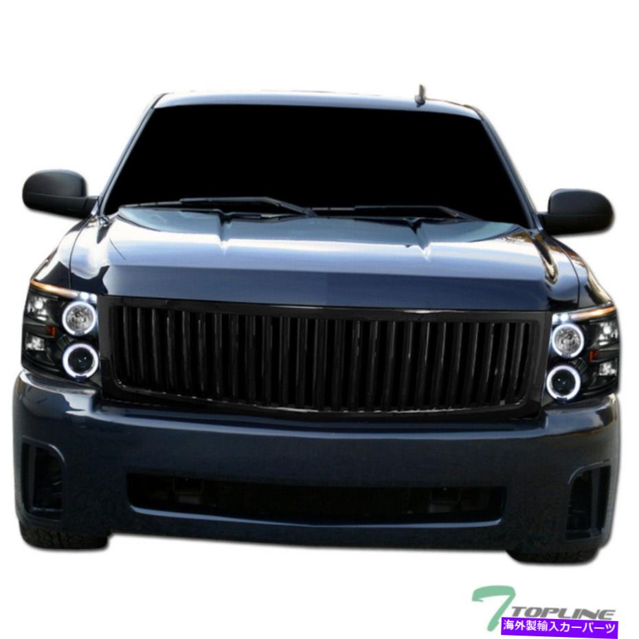 USヘッドライト 07-13 Silverado Blk Halo LEDプロジェクターヘッドライトAM +縦型グリルのトップライン Topline For 07-13 Silverado Blk Halo LED Projector Headlights Am+Vertical Grille【並行輸入品】