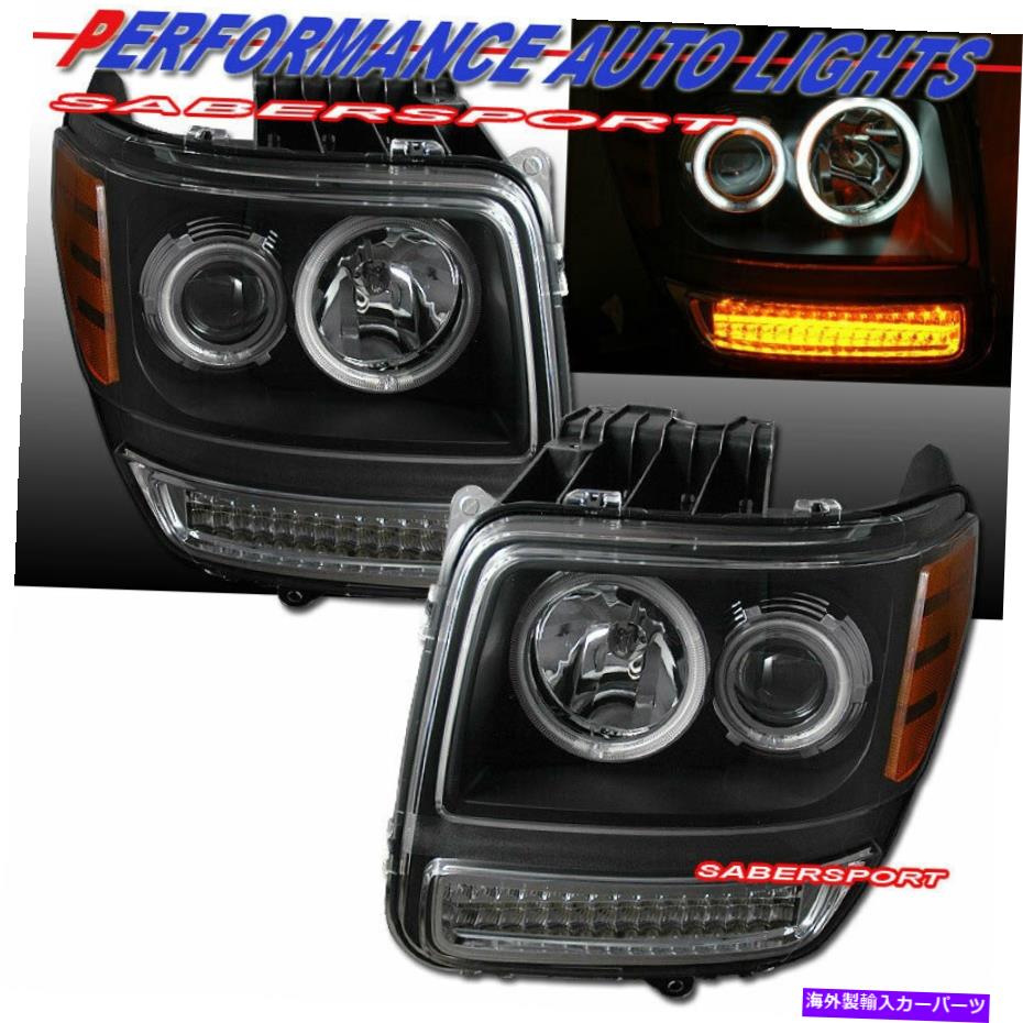 USヘッドライト 2007-2012のDodge NitroのためのLED信号ペアブラックハロープロジェクターヘッドライトW / LEDシグナル Pair Black Halo Projector Headlights w/ LED Signal for 2007-2012 Dodge Nitro【並行輸入品】|Us Custom Parts Shop USDM