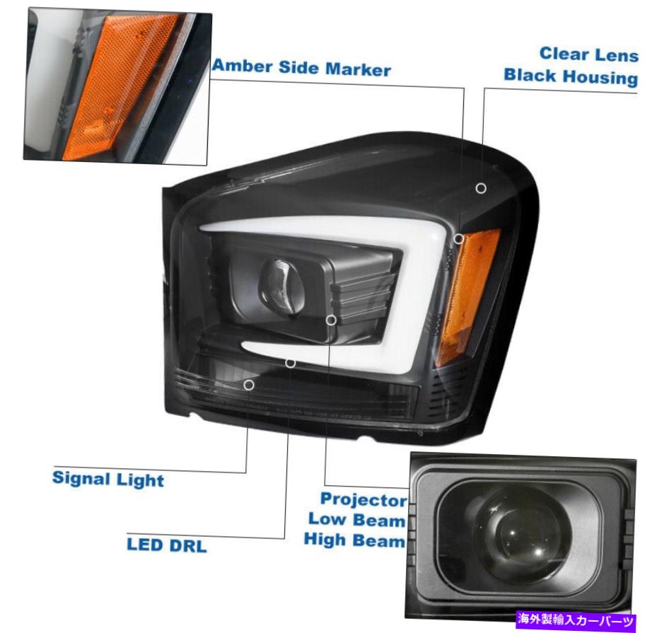 USヘッドライト 2004-2006のDodge Durango LEDブラックプロジェクターヘッドライト+ブルーシグナルDRLキット For 2004-2006 Dodge Durango LED Black Projector Headlights +Blue Signal DRL Kit【並行輸入品】