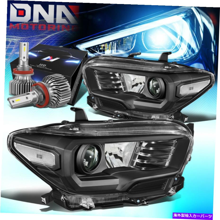 USヘッドライト 2016-2020トヨタタコマヘッドライトランプW / LEDキットスリムスタイルブラック/クリア FOR 2016-2020 TOYOTA TACOMA HEADLIGHT LAMPS W/LED KIT SLIM STYLE BLACK/CLEAR【並行輸入品】