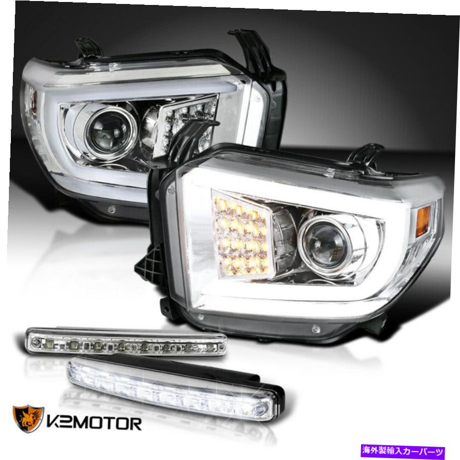 USヘッドライト 2014-2018 TundraクリアプロジェクターヘッドライトLED DRL対+ 4W 8-LEDフォグランプ For 2014-2018 Tundra Clear Projector Headlight LED DRL Pair+4W 8-LED Fog Lamps【並行輸入品】