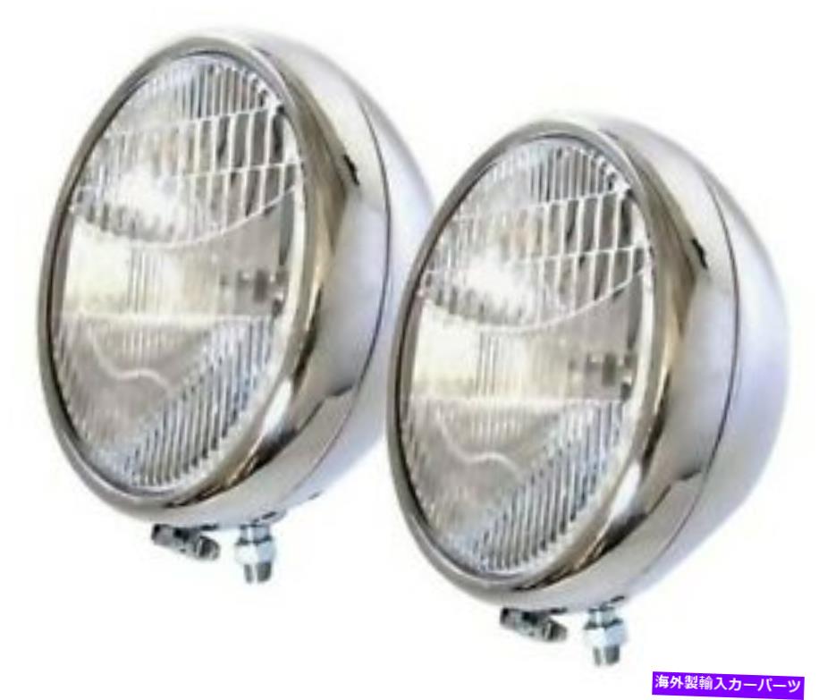 USヘッドライト スクリプト1930 1931ステンレスヘッドライト/ヘッドランプ - 12V Quartz Halogen Script 1930 1931 Model A Stainless Headlights / Headlamps - 12V Quartz Halogen【並行輸入品】