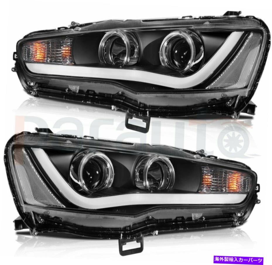 USヘッドライト フィット2008-2017三菱ランサーEVO LEDヘッドライトHaloプロジェクターフロントランプ Fits 2008-2017 Mitsubishi Lancer EVO LED Headlights Halo Projector Front Lamps【並行輸入品】|Us Custom Parts Shop USDM