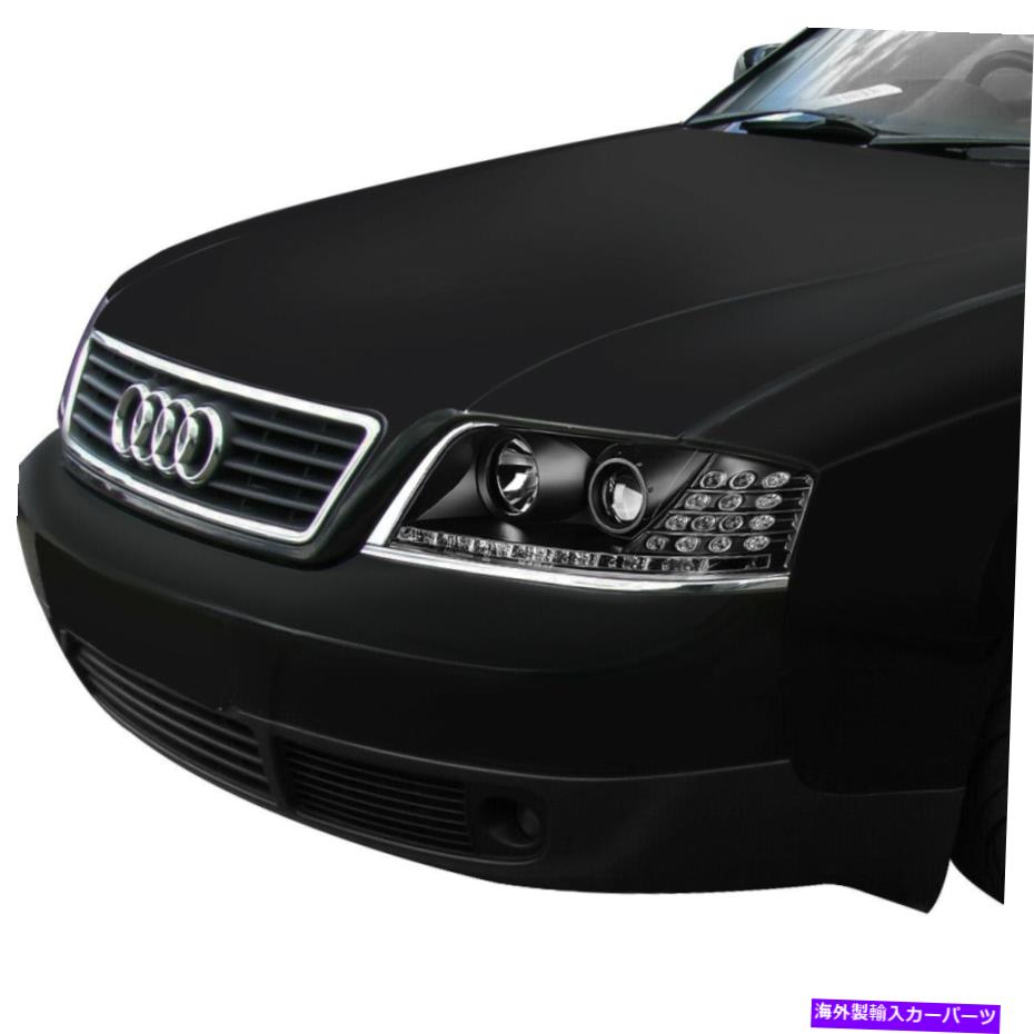 USヘッドライト Audi A6 Quattro 98-01ブラックアンバーペアのためのLED DRLプロジェクターロービームヘッドライト LED DRL Projector Low Beam Headlight for Audi A6 Quattro 98-01 Black Amber Pair【並行輸入品】|Us Custom Parts Shop USDM