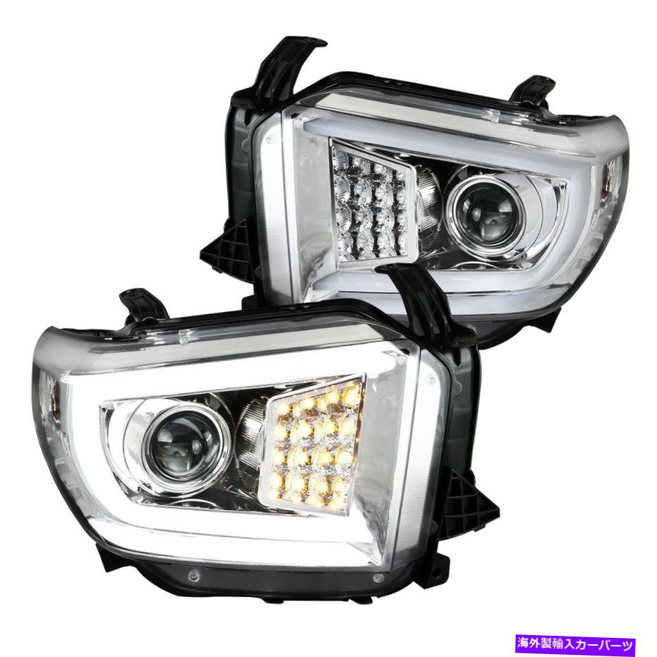 USヘッドライト TOYOTA 14-18 TUNDRAクリアLED DRL＆シーケンシャルシグナルプロジェクターヘッドライト Fit Toyota 14-18 Tundra Clear LED DRL & Sequential Signal Projector Headlights【並行輸入品】