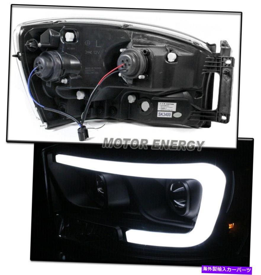 USヘッドライト 06-08ドッジRAMピックアップLEDチューブブラックプロジェクターヘッドライトW /バンパーブルーDRL FOR 06-08 DODGE RAM PICKUP LED TUBE BLACK PROJECTOR HEADLIGHT W/BUMPER BLUE DRL【並行輸入品】