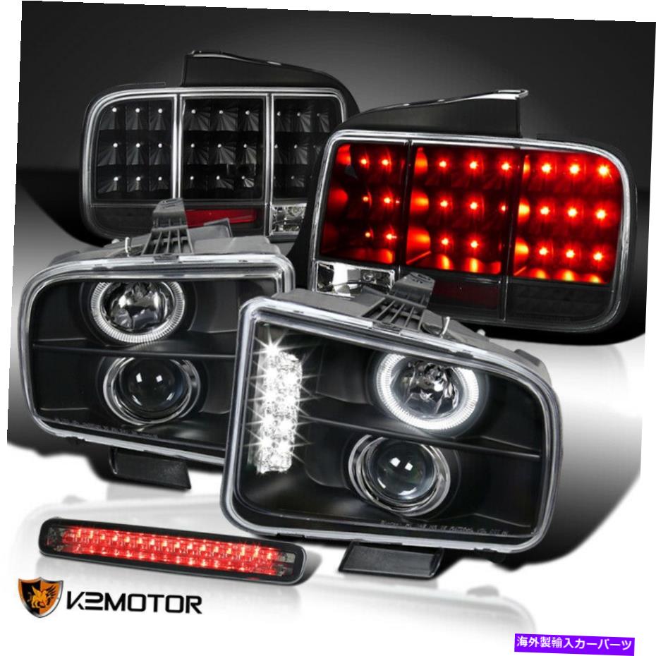 USヘッドライト フィット2005-2009マスタングハローブラックプロジェクターヘッドライト+ LEDテール+ 3RDブレーキランプ Fit 2005-2009 Mustang Halo Black Projector Headlights+LED Tail+3rd Brake Lamp【並行輸入品】