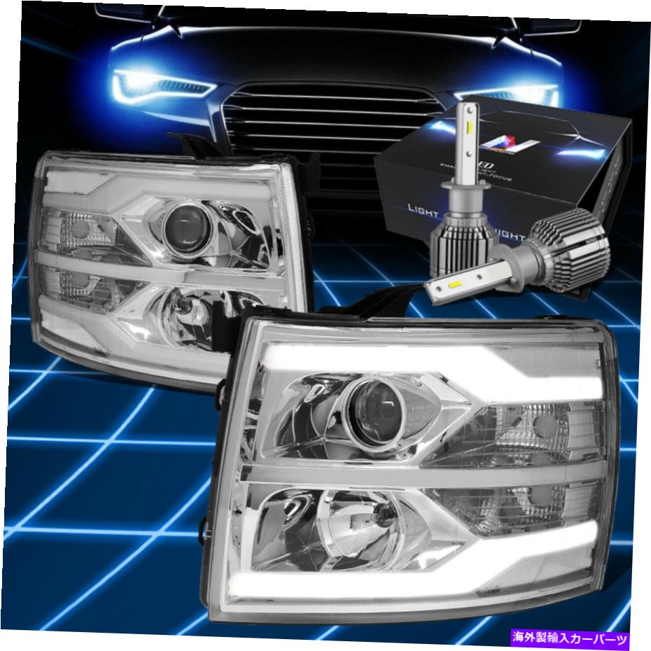 USヘッドライト FIT 2007-2013シボリーシルバードプロジェクターヘッドライトW / LEDキット+クールファンクロム Fit 2007-2013 Chevy Silverado Projector Headlights W/LED Kit+Cool Fan Chrome【並行輸入品】