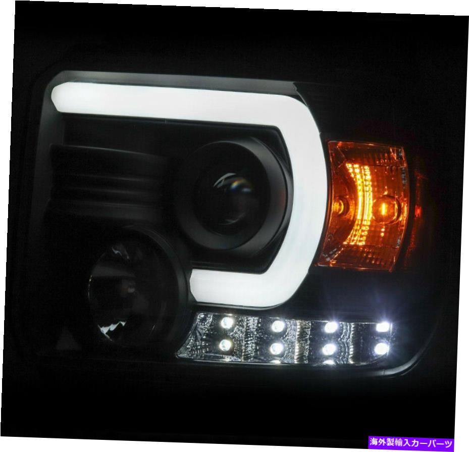 USヘッドライト フィット2014 2015 GMCシエラ1500 LEDチューブブラックプロジェクターヘッドライトヘッドランプ新品 FIT 2014 2015 GMC SIERRA 1500 LED TUBE BLACK PROJECTOR HEADLIGHTS HEADLAMPS NEW【並行輸入品】