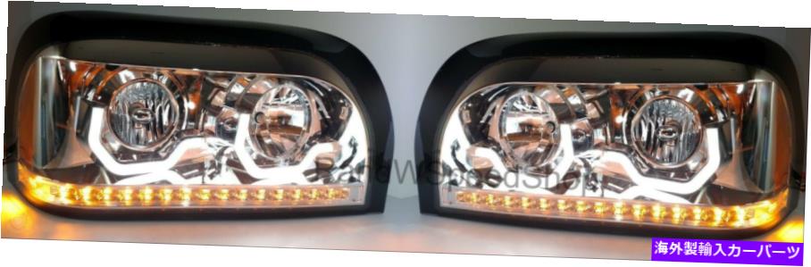 USヘッドライト Pair ChromeヘッドライトW / LEDターン信号＆貨物ライナーセンチュリーのライトバー Pair Chrome Headlights W/ LED Turn Signal & Light Bar for Freightliner Century【並行輸入品】