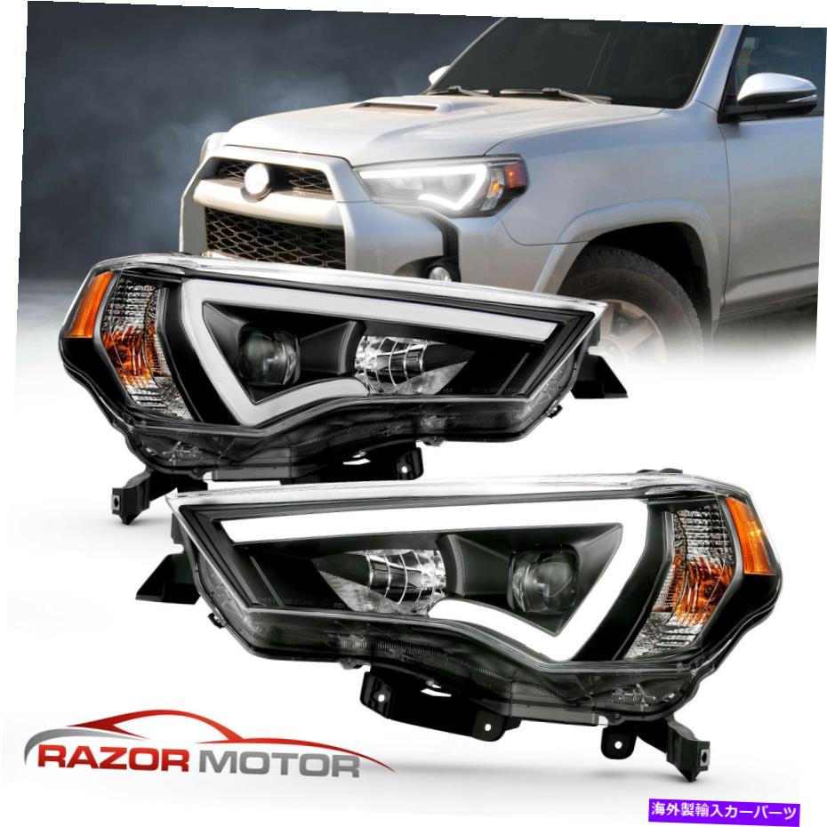 USヘッドライト 2014-2020 LEDランニングライトブラックプロジェクターヘッドライトペア4RUNNER 2014-2020 LED Running Light Black Projector Headlights Pair For Toyota 4Runner【並行輸入品】