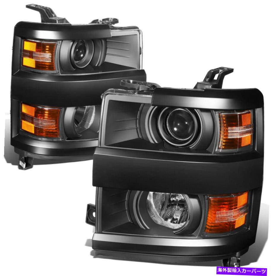 USヘッドライト 2015-2019 Chevy Silverado 2500HD 3500HDプロジェクターヘッドライトランプブラック/アンバー For 2015-2019 Chevy Silverado 2500HD 3500HD Projector Headlight Lamp Black/Amber【並行輸入品】