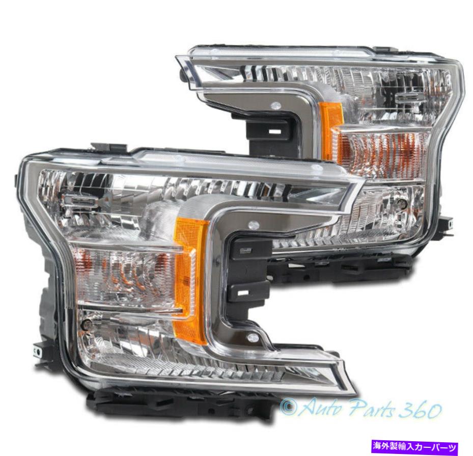 USヘッドライト 18 20フォードF-150トラックハロゲン交換ヘッドライトヘッドランプランプクロム For 18 19 20 Ford F-150 Truck Halogen Replacement Headlight Headlamp Lamp Chrome【並行輸入品】