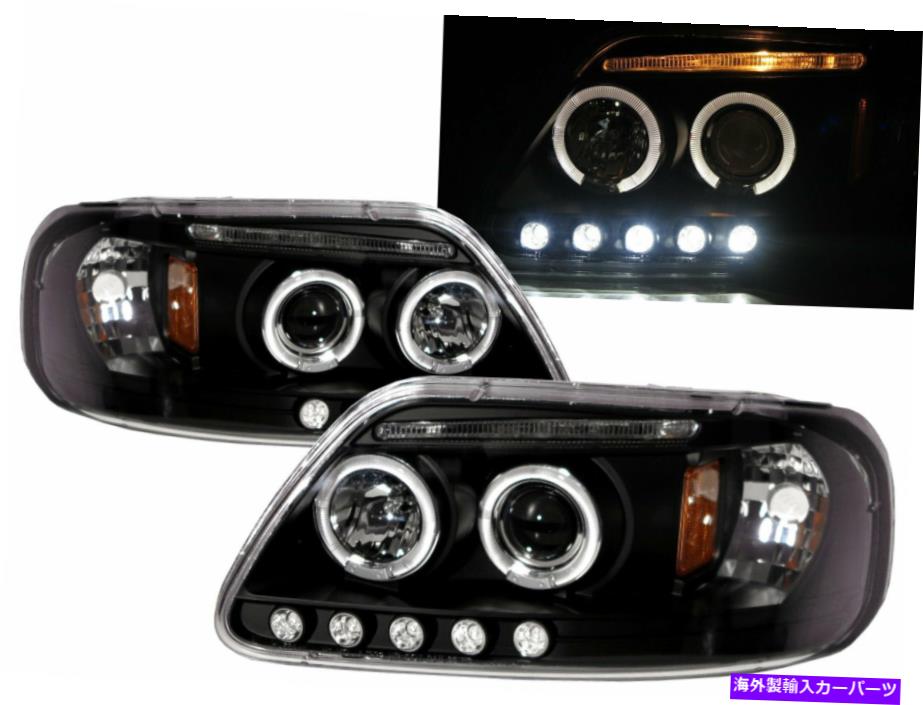 USヘッドライト F150 Superduty 1997-2003 Ford LHDのためのAngel-Eye Projectorヘッドライトブラック F150 SuperDuty 1997-2003 Angel-Eye Projector Headlight Black for FORD LHD【並行輸入品】
