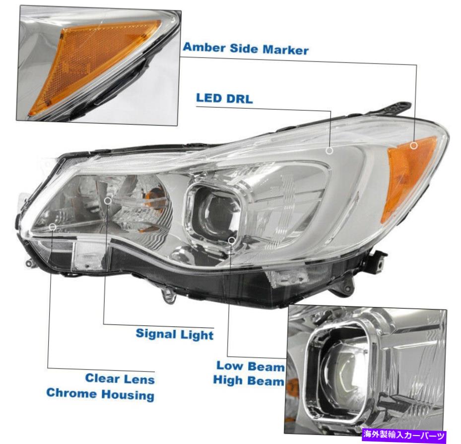 USヘッドライト 2012-2015 Subaru Impreza LEDチューブクロムプロジェクターヘッドライト+シグナルDRLランプ For 2012-2015 Subaru Impreza LED Tube Chrome Projector Headlight+Signal DRL Lamp【並行輸入品】