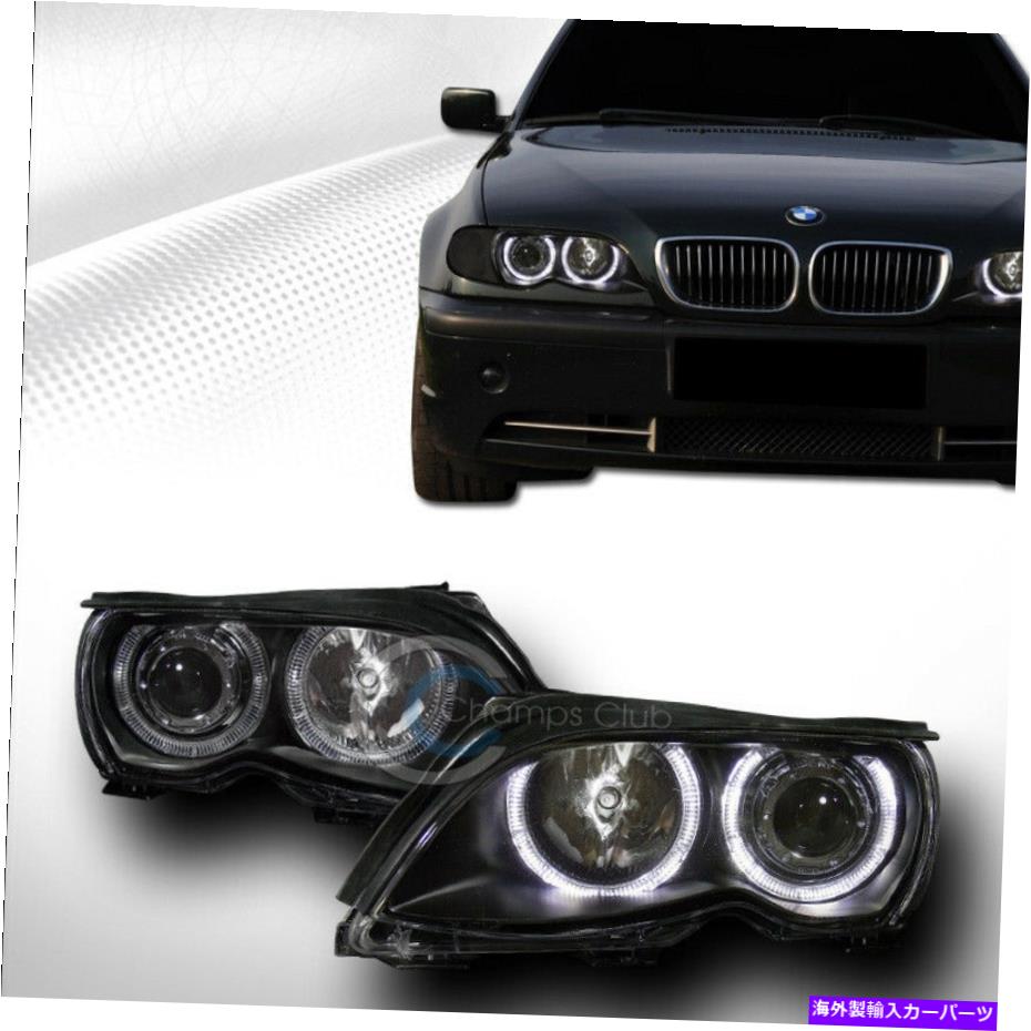 USヘッドライト フィット02-05 BMW E46 3シリーズセダンブラックハロープロジェクターヘッドライトヘッドランプKS Fits 02-05 Bmw E46 3-Series Sedan Black Halo Projector Head Lights Headlamps KS【並行輸入品】