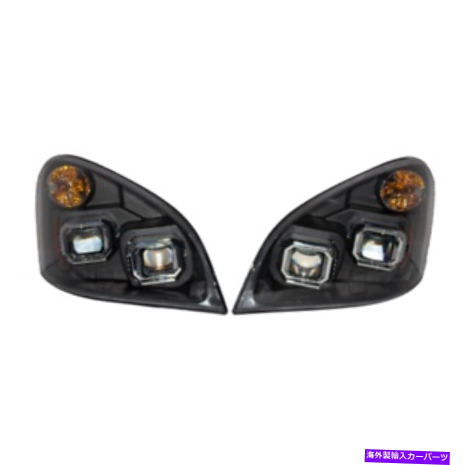 USヘッドライト FreightLiner Cascadia（08-17）ヘッドランプアセンブリセットマニュアルIND LEDブラック Freightliner Cascadia (08-17) Head Lamp Assembly SET Manual IND LED Black【並行輸入品】
