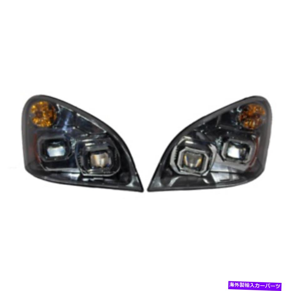 USヘッドライト FreightLiner Cascadia（08-17）ヘッドランプアセンブリセット手動IND LEDクロム Freightliner Cascadia (08-17) Head Lamp Assembly SET Manual IND LED Chrome【並行輸入品】
