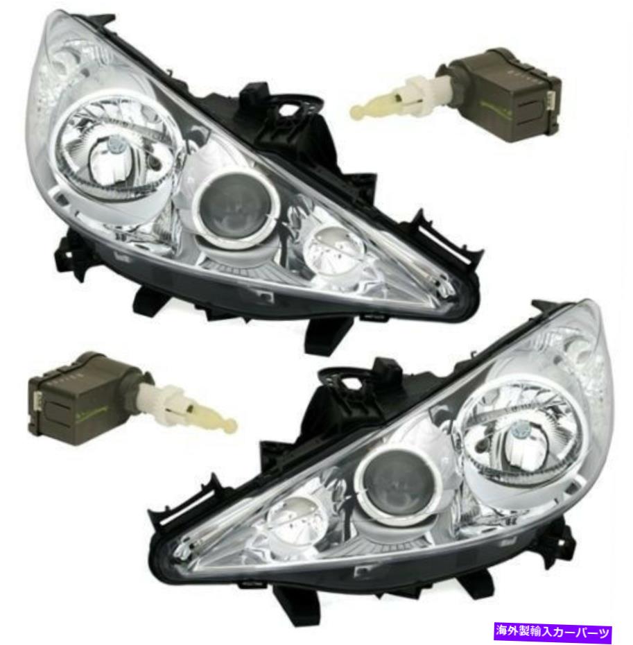 USヘッドライト Chromeクリア仕上げヘッドライトフロントライトセットペア2006年からPeugeot 207 CC Chrome clear finish headlight front light set PAIR for PEUGEOT 207 cc from 2006【並行輸入品】|Us Custom Parts Shop USDM