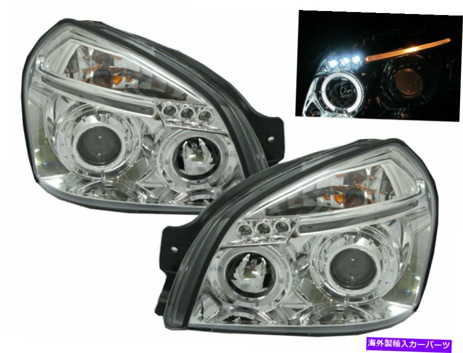 USヘッドライト Tucson JM MK1 04-09 SUV 5D LED Halo Projector Headlight Chrome for Hyundai LHD TUCSON JM MK1 04-09 SUV 5D LED Halo Projector Headlight Chrome for HYUNDAI LHD【並行輸入品】