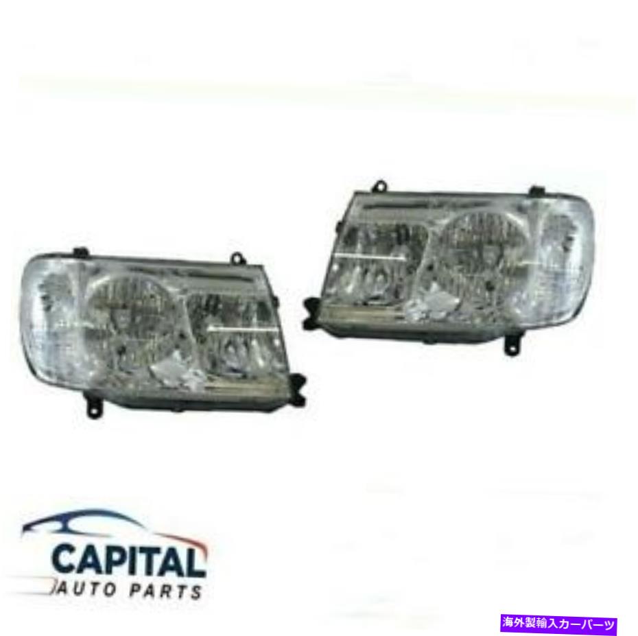 USヘッドライト クロムヘッドライトペア左右トヨタ天蔵ククロイザーJ100シリーズ2005-2007 Pair of Chrome Headlights Left & Right Toyota LandCruiser J100 series 2005-2007【並行輸入品】