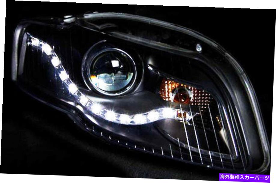 USヘッドライト 06-08 Audi A4 / S4 / RS4 R8スタイルDRL LEDストリッププロジェクターヘッドライトランプブラック For 06-08 Audi A4/S4/RS4 R8 Style DRL LED Strip Projector Headlights Lamps Black【並行輸入品】 68,343円