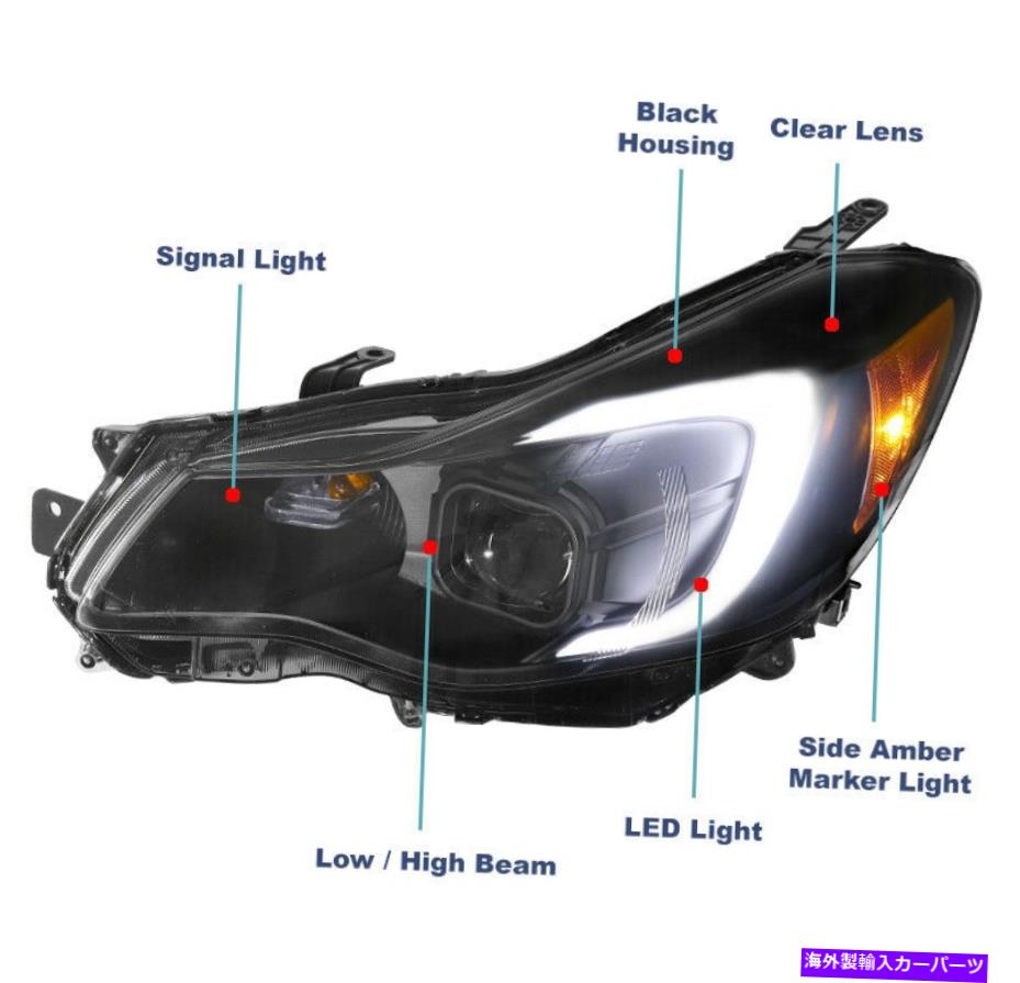 USヘッドライト 2012-2015 Subaru Imperza LEDブラックプロジェクターヘッドライト+ブルーDRLキット信号 For 2012-2015 Subaru Impreza LED Black Projector Headlight +Blue DRL Kit Signal【並行輸入品】