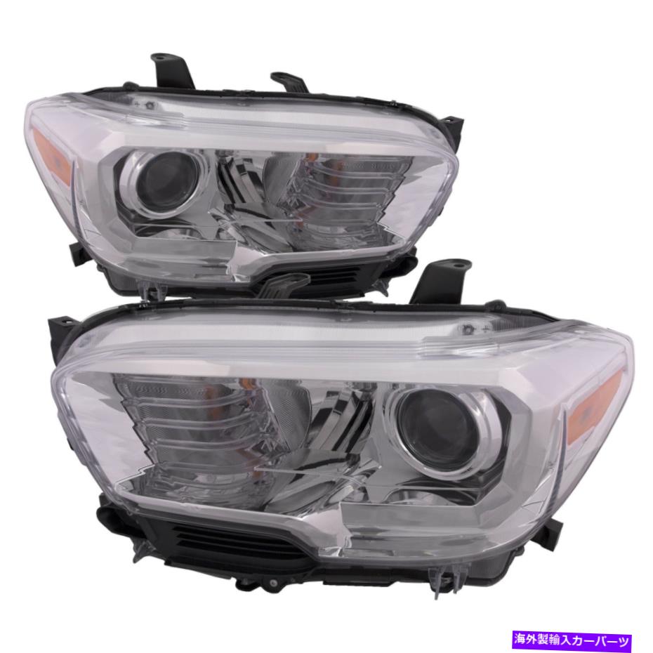 USヘッドライト カーパヘッドライトセットハロゲンクロムベゼル右左フィット2016-2018トヨタタコマ CAPA Headlights Set Halogen Chrome Bezel Right Left Fits 2016-2018 Toyota Tacoma【並行輸入品】