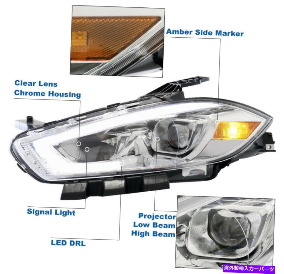 USヘッドライト 2013-2016 Dodge Dart LED Chrome ProjectorヘッドライトヘッドランプW / Blue DRLランプ For 2013-2016 Dodge Dart LED Chrome Projector Headlight Headlamp w/Blue DRL Lamp【並行輸入品】