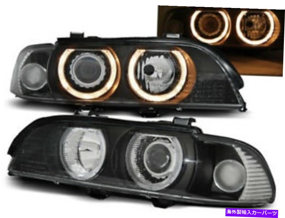 USヘッドライト BMW 5シリーズE39 1995 1997 - 2003年VR-1211天使の目黒 Headlights for BMW 5 Series E39 1995 1996 1997-2003 VR-1211 Angel Eyes Black【並行輸入品】
