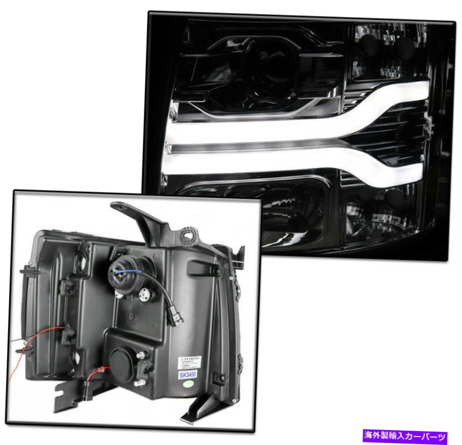 USヘッドライト 2007-2013シボリーSilverado Chrome Set LEDチューブプロジェクターヘッドライトW / Blue DRL FOR 2007-2013 CHEVY SILVERADO CHROME SET LED TUBE PROJECTOR HEADLIGHT W/BLUE DRL【並行輸入品】|Us Custom Parts Shop USDM
