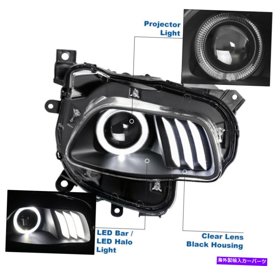 USヘッドライト 2014-2018 JEEPチェロキーLED Halo Halogenブラックプロジェクターヘッドライトヘッドランプ For 2014-2018 Jeep Cherokee LED Halo Halogen Black Projector Headlights Headlamp【並行輸入品】