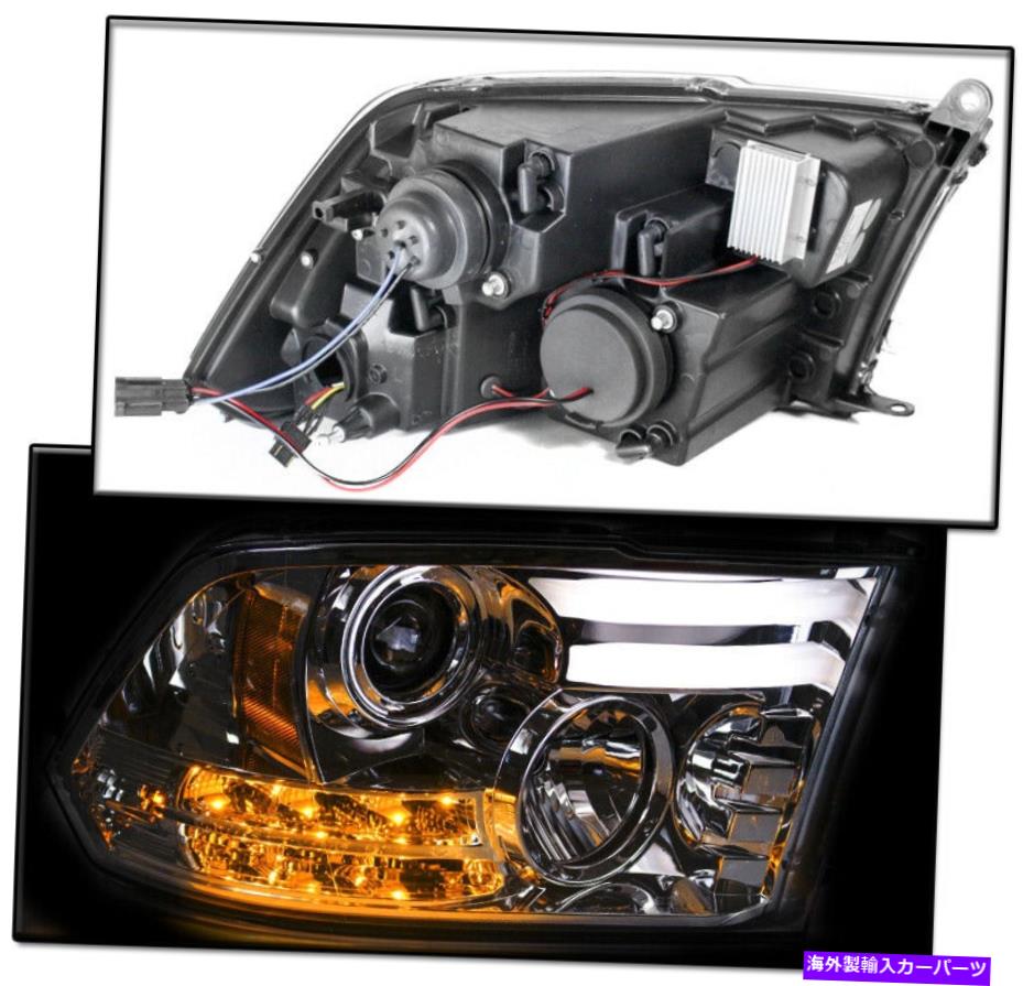 USヘッドライト 2010-2018 Dodge Ram Pickup Chrome LEDプロジェクターヘッドライトW /信号DRLランプ FOR 2010-2018 DODGE RAM PICKUP CHROME LED PROJECTOR HEADLIGHTS W/SIGNAL DRL LAMP【並行輸入品】