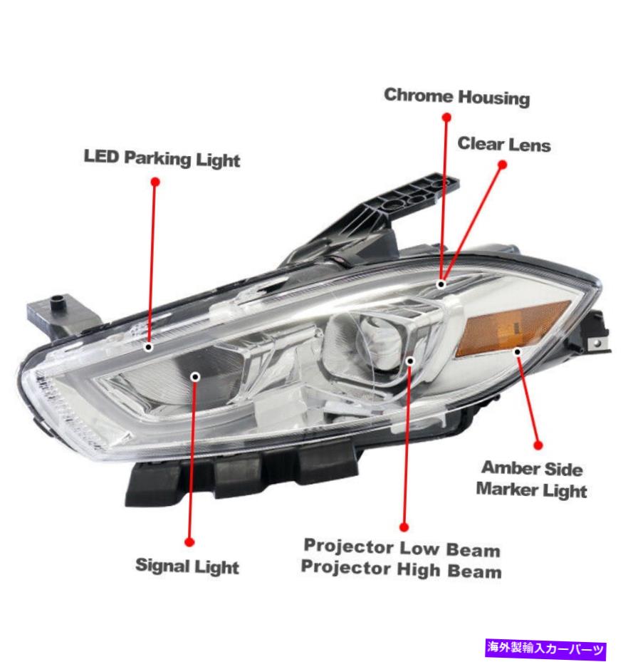 USヘッドライト 13-16ドッジダーツキセノンLEDクロムプロジェクターヘッドライトランプW /青のDRL信号 For 13-16 Dodge Dart Xenon LED Chrome Projector Headlight Lamp w/Blue DRL Signal【並行輸入品】