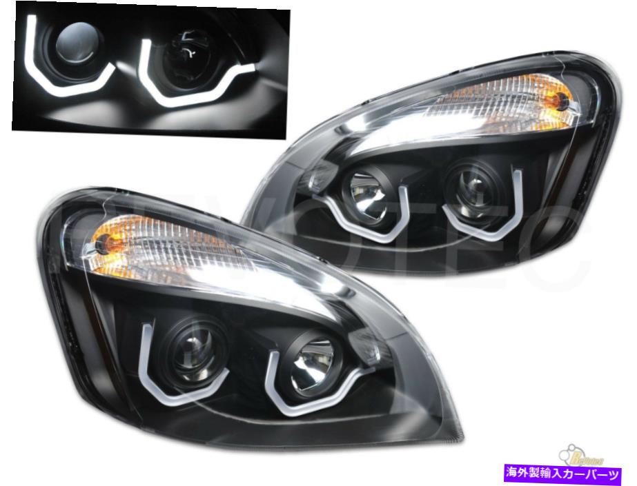 USヘッドライト 08-17 FreightLiner Cascadia RH + LHのための黒LED U BARプロジェクターのヘッドライト Black LED U Bar Projector Headlights For 08-17 Freightliner Cascadia RH + LH【並行輸入品】