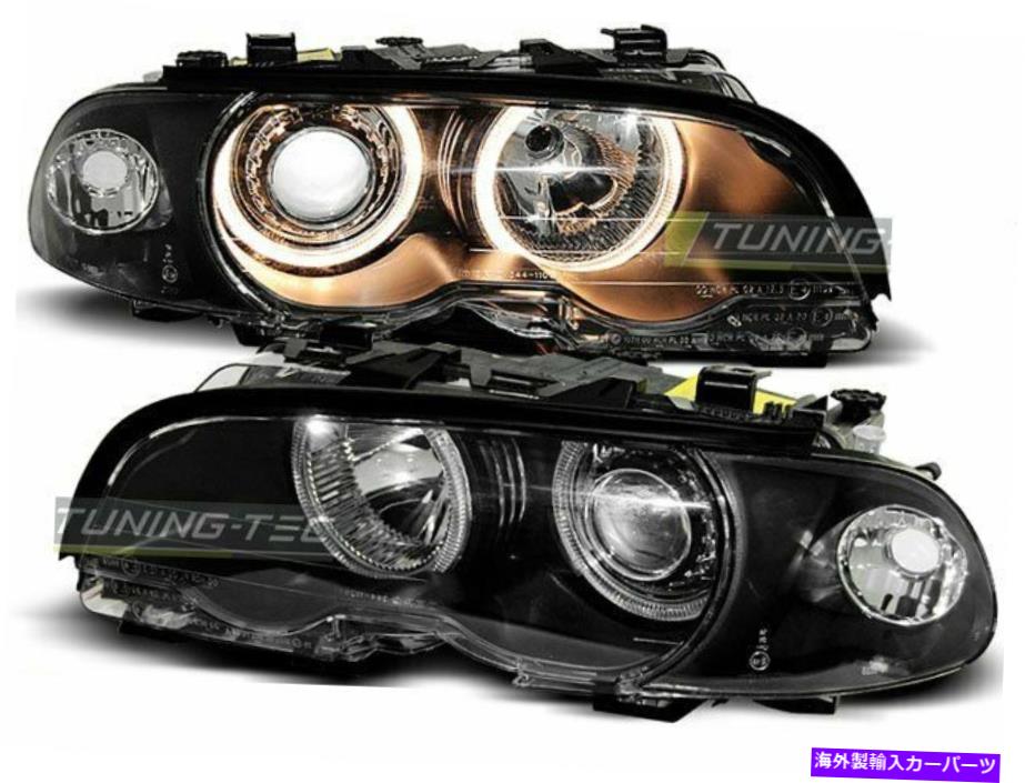 USヘッドライト BMW 3シリーズE46 99-01クーペ・カブリオ・ハローリム・ブラックCA LP Pair of Headlights for BMW 3 Series E46 99-01 COUPE CABRIO Halo Rims Black CA LP【並行輸入品】 79,468円